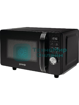 Микроволновая печь Gorenje MO20S4BC черный, 20 л, 700 Вт, переключатели - кнопки, поворотный механизм