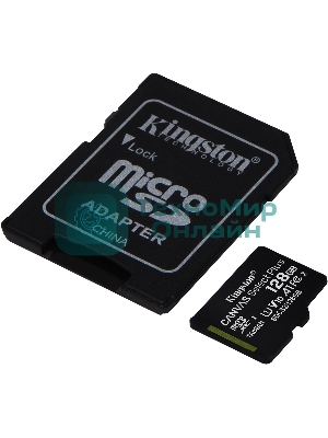 Флеш карта microSDHC 128Gb microSDXC Kingston SDCS2/128Gb Class10 UHS-I Canvas Select up to 100Mb/s с адапт.