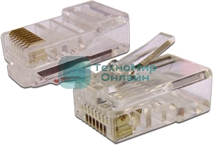 Коннектор RJ45 UTP 8P8C, универсальный, со вставкой, cat.5e, 100 шт.