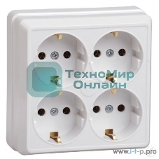 Розетка IEK ERO41-K01-16-DC РС24-3-ОБ 4местн. с з/к 16А откр.уст. ОКТАВА (белый)