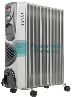 Обогреватель масляный Ресанта ОМ-12НВ (11 секций) белый, 2900 Вт, 25 м2, термостат 67/3/12