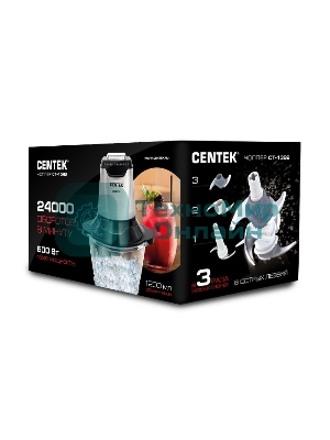 Чоппер Centek CT-1392 Сталь 600Вт 6 лезвий, стеклянная чаша 1,2л, разборные ножи