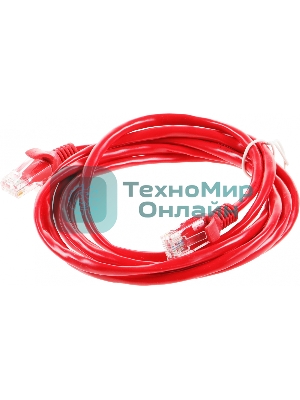 Патч-корд UTP Cablexpert cat.5e, 2м, литой, многожильный, красный
