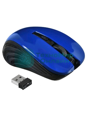 Мышь беспроводная Oklick 545MW черный/синий, 1600 dpi, радиоканал, USB, кнопки - 4