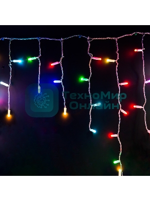 Гирлянда Neon-night Айсикл (бахрома) светодиодный, 4,8 х 0,6 м, прозрачный провод, 230 В, диоды RGB, 176 LED