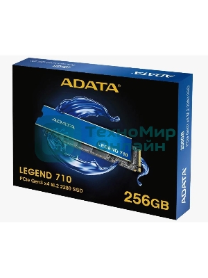 Накопитель SSD ADATA LEGEND 710, 256Gb, PCIe 3.0 x4, M.2 2280, NVMe, R/W 2100/1000, с радиатором