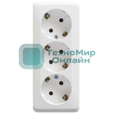 Тройная розетка Schneider Electric ЭТЮД O/У с заземлением без шторок 16А 250B, белый,