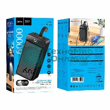 Портативный аккумулятор Hoco J123C, 60000мА·ч, 3A, с дисплеем, черный