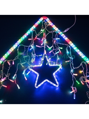 Гирлянда Neon-night Айсикл (бахрома) светодиодный, 4,8 х 0,6 м, прозрачный провод, 230 В, диоды RGB, 176 LED