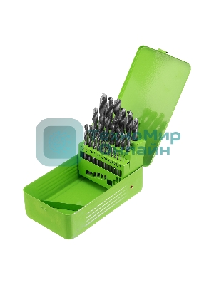 Набор сверл по металлу Сибртех, 1-13 мм (через 0,5 мм), 25 шт., HSS, в металлической коробке
