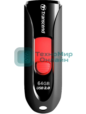 Флешка USB Transcend JetFlash 590 (TS64GJF590K), 64Gb, USB 2.0, R/W 25/15, черный/красный
