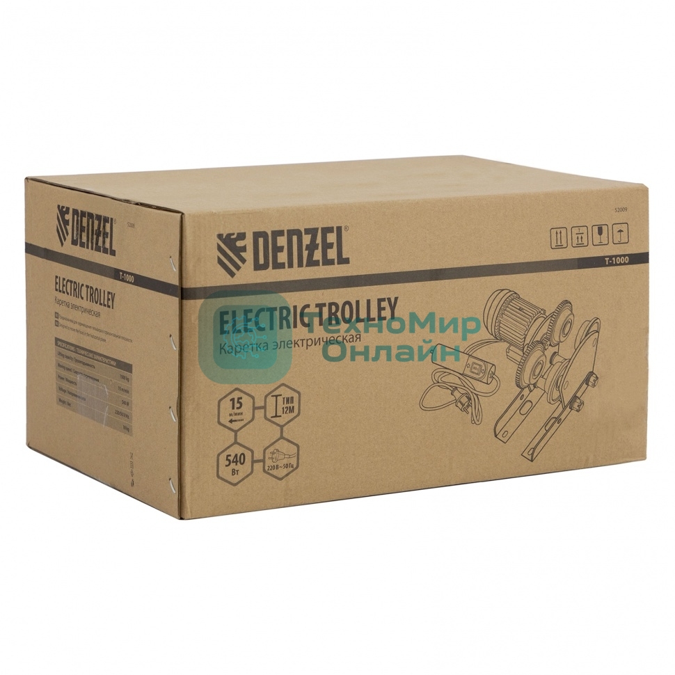 Каретка Denzel T-1000 электрическая для тельфера 1т 540Вт