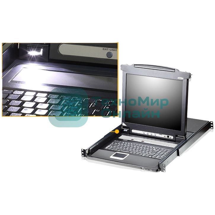 Переключатель-KVM 8-портовый IP с ЖК-дисплеем Slideaway/ATEN SINGLE RAIL 8P PS/2-USB LCDKVMP 17INCH WIH IP