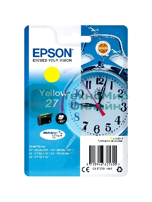 Картридж струйный Epson T2704 (C13T27044022/C13T27044020) желтый, 300 стр., для WF7110/7610/7620 (300стр.)