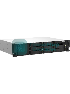 Сетевое хранилище SMB QNAP TS-873AeU-RP-4G NAS 8 HDD trays, 2x 2.5 GbE. 64-bit 4-core AMD V1500B 2,2 GHz, 4 Gb. RAM (1*4 Gb) up to 32Gb (2*16 Gb), 2 x M2 2280 (PCIe Gen3 x 1), 2xPSU W/o rail kit RAIL-B02