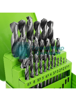 Набор сверл по металлу Сибртех, 1-13 мм (через 0,5 мм), 25 шт., HSS, в металлической коробке