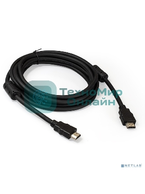 Кабель HDMI Exegate EX287724RUS EX-CC-HDMI2-3.0F (19M/19M, v2.0, 3м, 4K UHD, Ethernet, ферритовые кольца, позолоченные контакты)