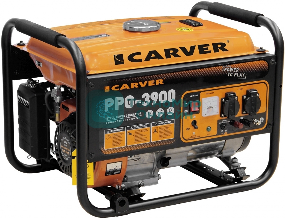 Электрогенератор бензиновый Carver PPG-3900A, 3.2 кВт, 67 дБ, 42 кг