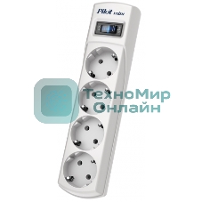 Сетевой фильтр Pilot mini 5 м, 4 розетки, белый, коробка