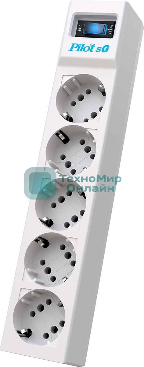 Сетевой фильтр ZIS PILOT Surge protector Pilot SG5 5 outlets (GP), 10A/2.2kVt, automatic circuit-breaker, 5 m