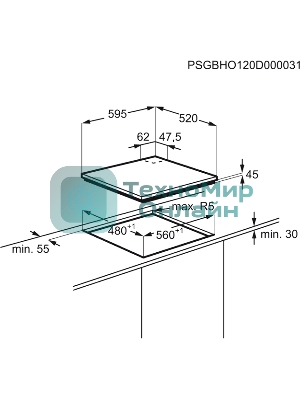 Газовая варочная панель Electrolux KGG6456K черный