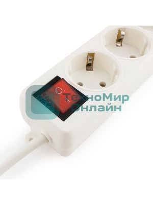 Сетевой фильтр Гарнизон ELB-G4-W-5, 4 евророзетки с выключателем и заземлением, допустимый ток 16А, длина 5 м.