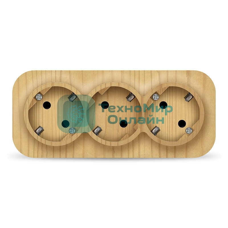 Розетка 3-м ОП 16А IP20 с заземл. сосна IONICH 1440