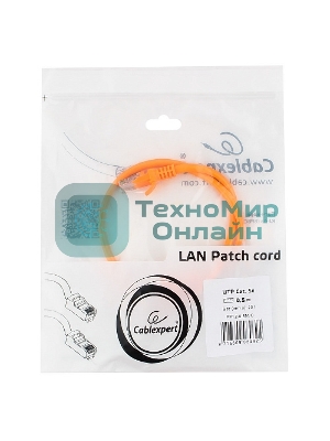 Патч-корд UTP Cablexpert PP12-0.5M/O cat.5e, 0.5м, литой, многожильный, оранжевый