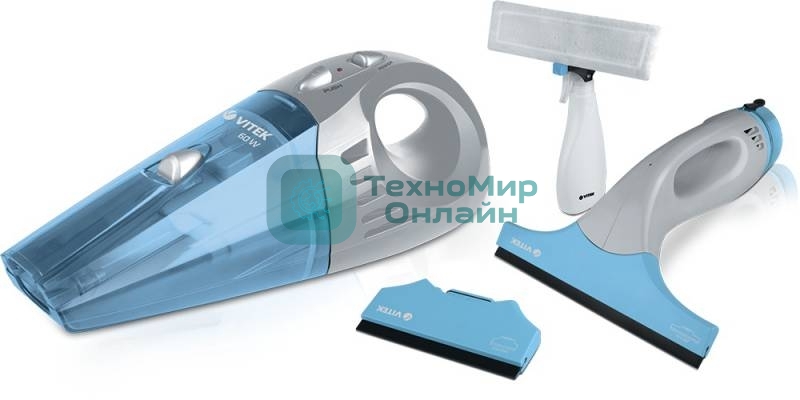 Пылесос ручной Vitek VT-1811 B голубой, 60 Вт, уборка сухая, пылесборник контейнер 0.5 л