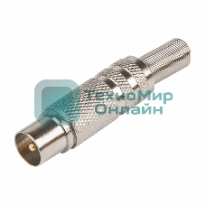 Разъем Rexant штекер TV никелированный c пружиной (100 шт./уп.)