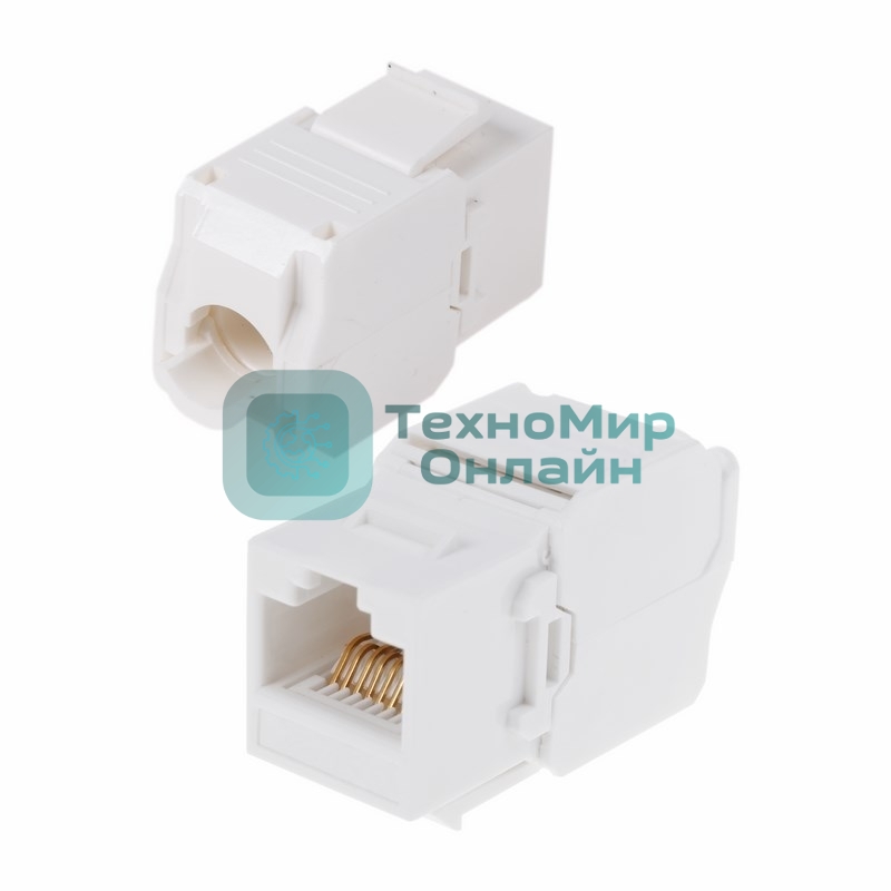 Модуль Rexant Keystone Jack RJ-45(8P8C), UTP неэкранированный, cat.5e, тип 90 градусов, самозажимной, белый