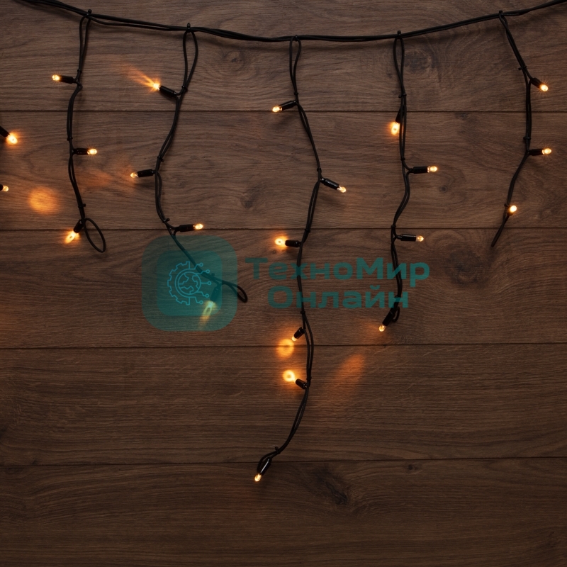 Гирлянда Neon-night Айсикл (Бахрома) светодиодная 5х0,7 м, с эффектом мерцания, 152 LED, черный провод каучук, теплое белое свечение