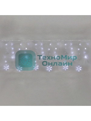 Гирлянда Neon-night Бахрома со снежинками 2,4х0,9м, 150 LED, белый, с контроллером 8 режимов, 230В