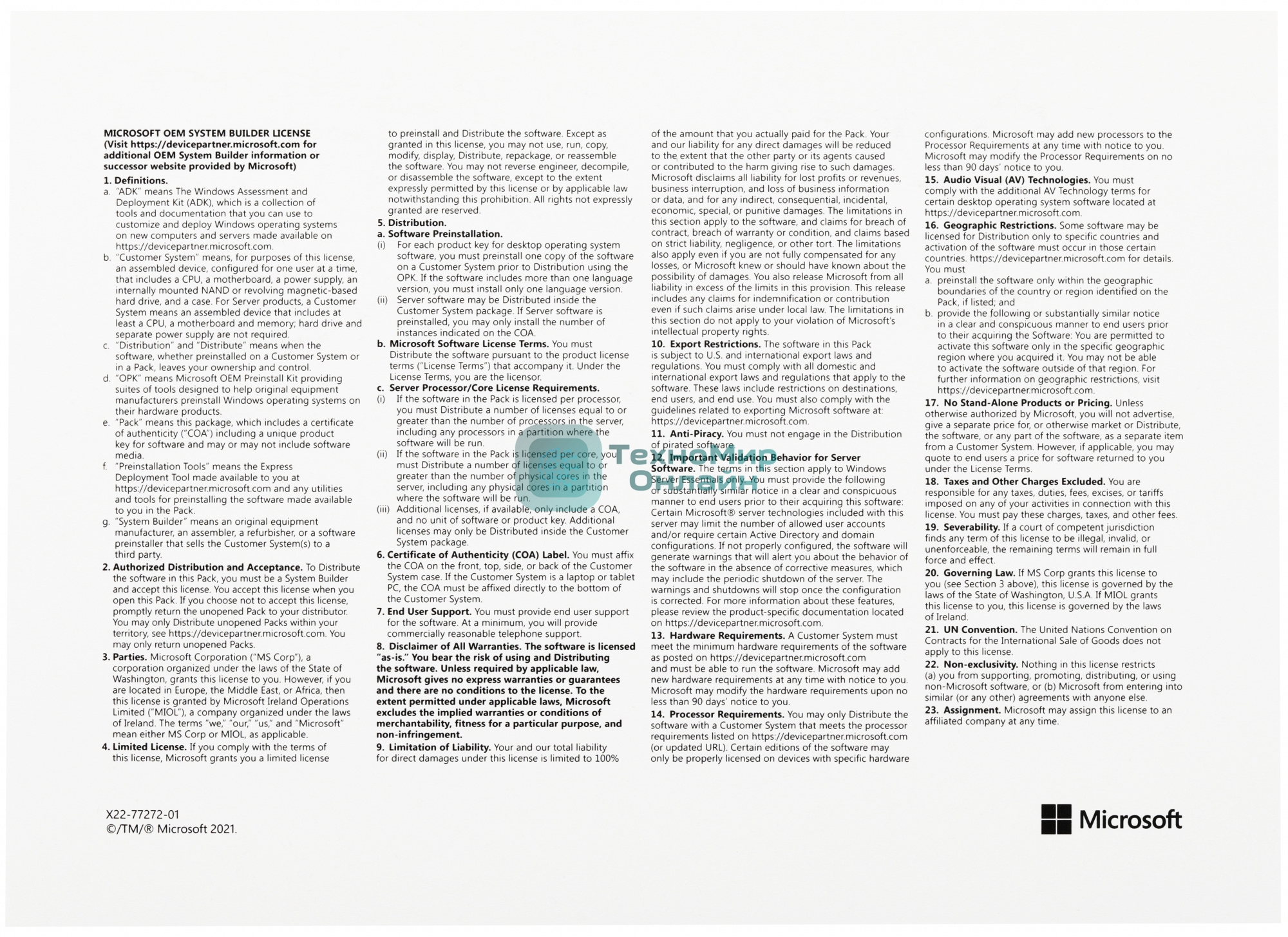 Операционная система Microsoft Windows Server Datacenter 2022 64Bit English 1pk DSP OEI DVD 16 Core (P71-09389)