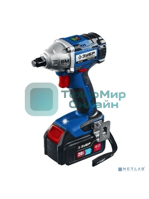 Гайковерт Зубр 20В бесщеточный, 2 АКБ (4А·ч), в кейсе, Профессионал. Gb-250-42