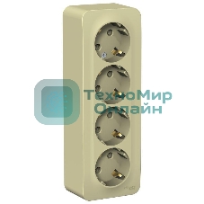 Розетка 4-м ОП Blanca 16А 250В защ. шторки с заземл. изол. пласт. беж. SchE BLNRA011417