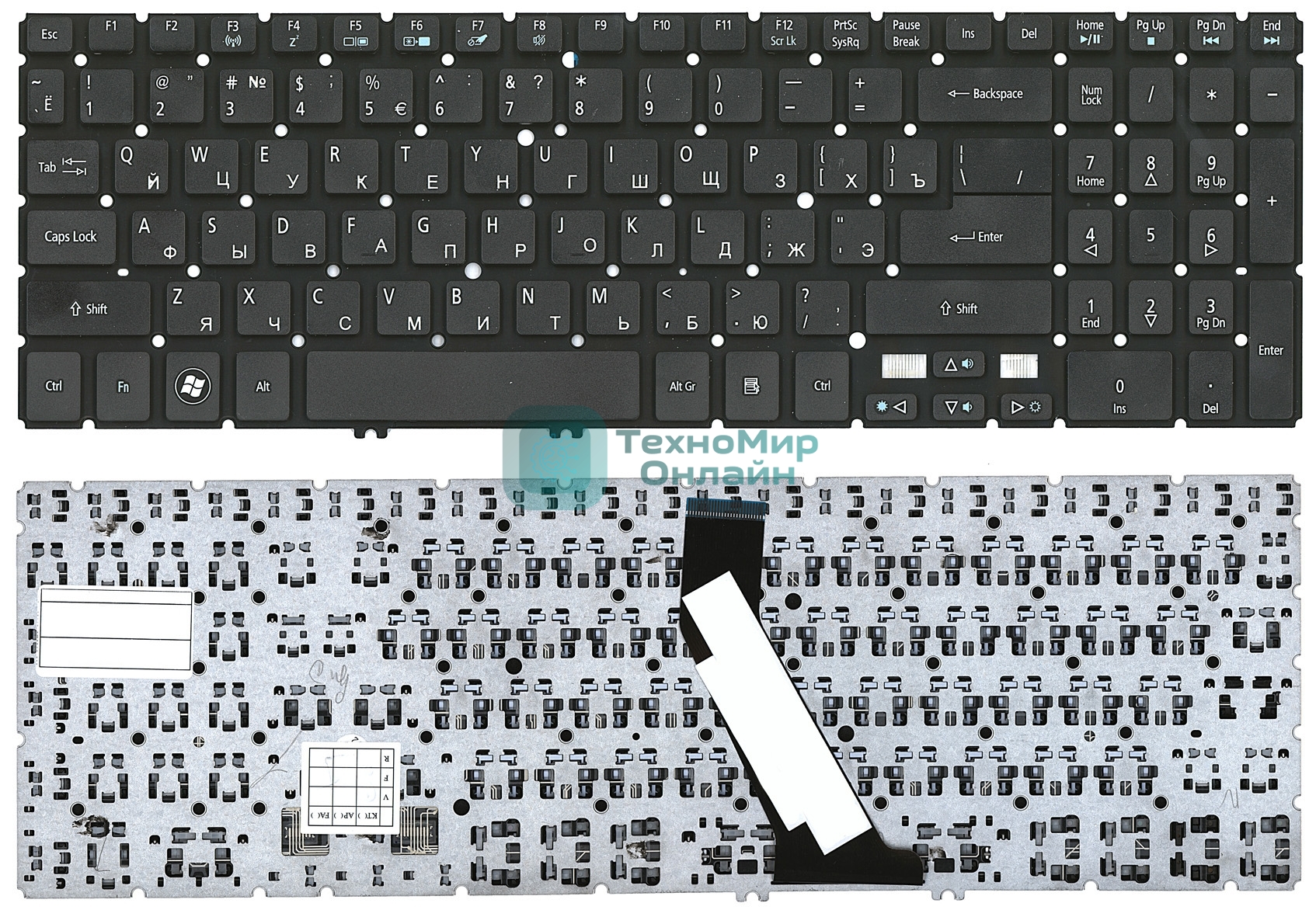 Клавиатура для ноутбука Acer Aspire V5, V5-531, M5-581T черная