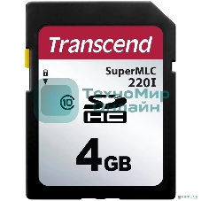 Флеш карта промышленная SecureDigital 4Gb Transcend 220I, SLC mode MLC, темп. режим от -40 до +85