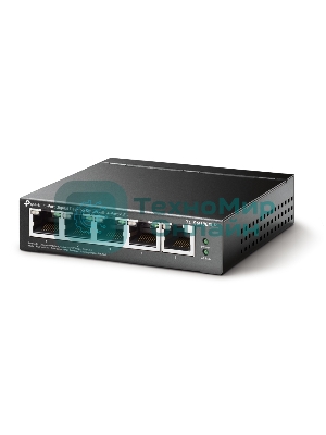 Коммутатор TP-Link 8-Port 10/100Mbps Unmanaged Switch with 4-Port PoE, metal case, desktop mount, PoE budget 41W.