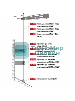 Кронштейн для мачт плоский Rexant 100 мм П-образный