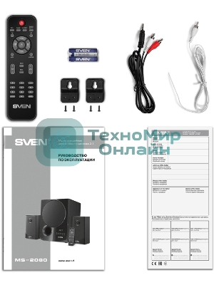 Акустическая система 2.1 SVEN MS-2080/70 Watt/~220V 50Hz/FM-тюнер, USB/SD, дисплей/BLUETOOTH/ПДУ/Black