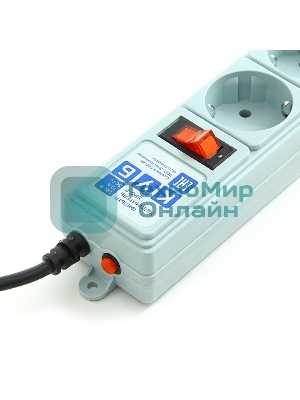 Фильтр-удлинитель Power Cube B 5,0 м 5 розеток (серый) 10А/2,2 кВт