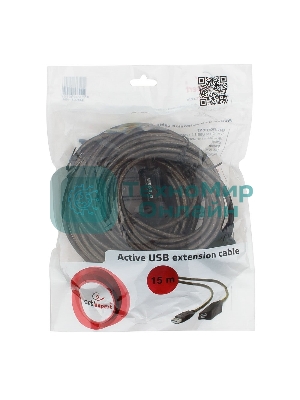 Кабель-удлинитель USB2.0 активный Cablexpert UAE-01-15M, AM/AF, 15м