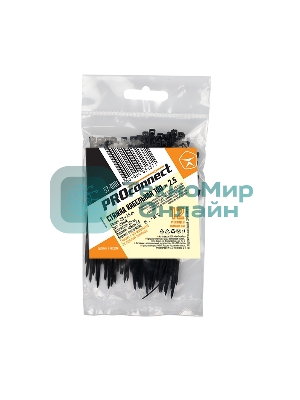 Хомут-стяжка кабельная нейлоновая PROconnect 100 x2,5 мм, черная, упаковка 100 шт.