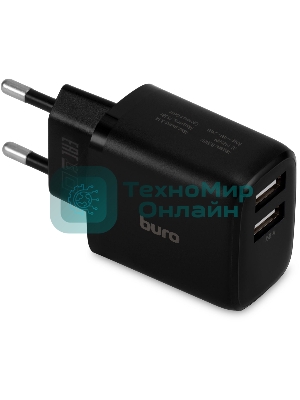 Сетевое зарядное устройство Buro BUWH1 15.5W 3.1A 2xUSB универсальное черный