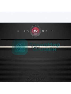Встраиваемый духовой шкаф с 14 режимами нагрева,контроль температуры от 30 °C до 300 °C,объем 71 л,Eco Clean Direct,TFT сенсорный дисплей,дверь с SoftClose и SoftOpen, Bosch Assist,система очистки пиролитическая,черный