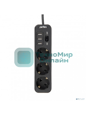 Сетевой фильтр PERFEO (PF_C3909) 3 роз х 4м черный