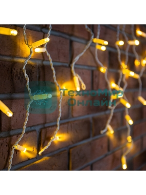 Гирлянда Neon-night Айсикл (бахрома) светодиодный, 2,4 х 0,6 м, белый провод, 230 В, диоды теплый белый, 88 LED