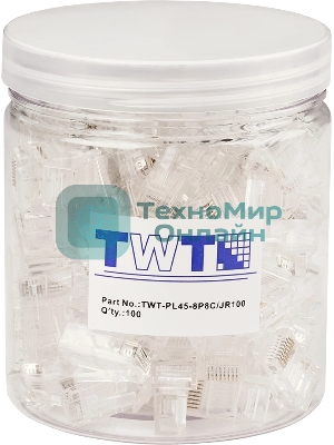 Коннектор Lanmaster TWT-PL45-8P8C/JR100, UTP кат.5E RJ45 прозрачный (упак.:100шт)