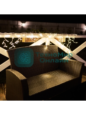 Гирлянда Neon-night Айсикл (бахрома) светодиодный, 2,4 х 0,6 м, белый провод, 230 В, диоды теплый белый, 88 LED